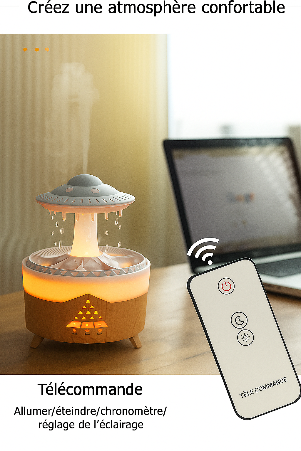 Zen - Humidificateur Diffuseur ASMR Effet Fontaine